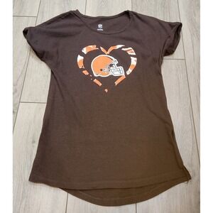 NFL‎ Cleveland Browns Girls Youth Size Large (14) Tie-Dye Heart TShirt Football